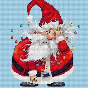 Cute Santa Cross Stitch Pattern | Cozy Christmas Decor | Beginner Cross Stitch | Modern Holiday Embroidery | Holiday Stitch | Santa Decor