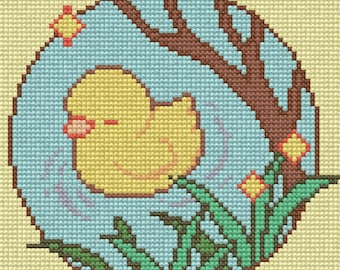 Kreuzstichmuster für Entenküken | Kawaii-Tierbaby (PDF) | Einfache Stickvorlage für Anfänger | Sofort-Download | Kinderzimmerdeko | Niedliche Tierdeko