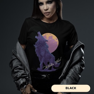 Witching Howl Wolf Shirt - Howling Wolf Moon Tee - Witchy Retro Halloween T-Shirt, Alt Goth Gift, Spooky Season Design