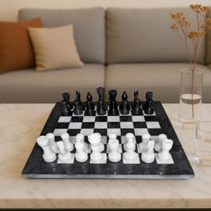 Handmade Black & Marble Chess Set: Luxury Home Decor