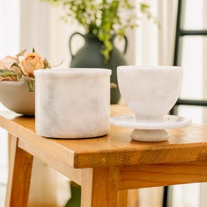 Handmade Marble Butter Keeper, White Butter Dish with Lid, Elegant Marble Butter Crock for Kitchen Decor, French Countertop Gift for Her