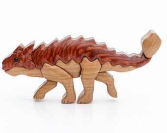 Ankylosaur dinosaur Christmas ornament or magnet, Intarsia wood art, Dino wood carving, Wooden scroll saw art