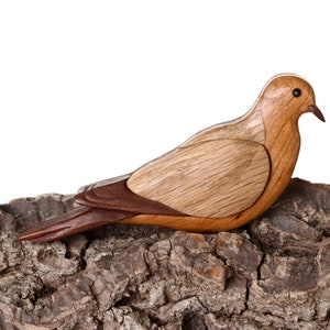 Mourning Dove Wood Carved Intarsia Ornament / Magnet
