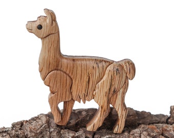 Llama wooden ornament or magnet, Intarsia wood art, Farm animal wood carving, Personalized scroll saw decoration