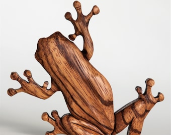 Tree Frog Magnet Ornament Intarsia Wood Carving Wooden Amphibian Christmas Tree Toad Christmas Tree Ornament Wildlife Nature Jungle Forest