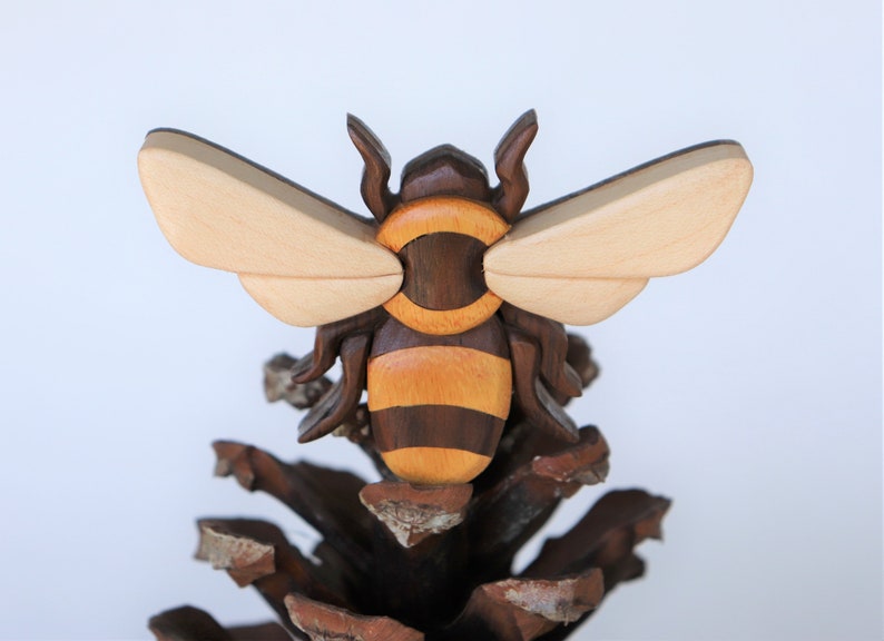 Bumble Bee Wooden Ornament Insect Wood Carving Spring Etsy