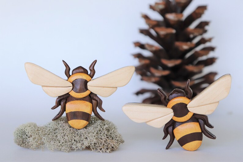 Bumble Bee Wooden Ornament Insect Wood Carving Spring Etsy