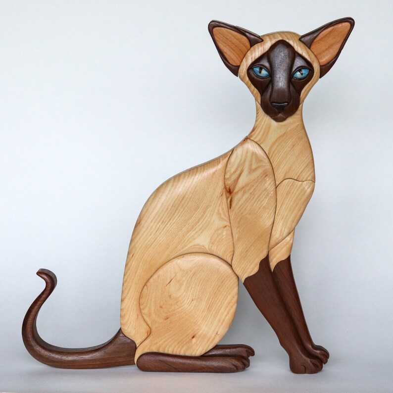 Sealpoint siamese cat  intarsia wall  hanging  Wooden  wall  Etsy