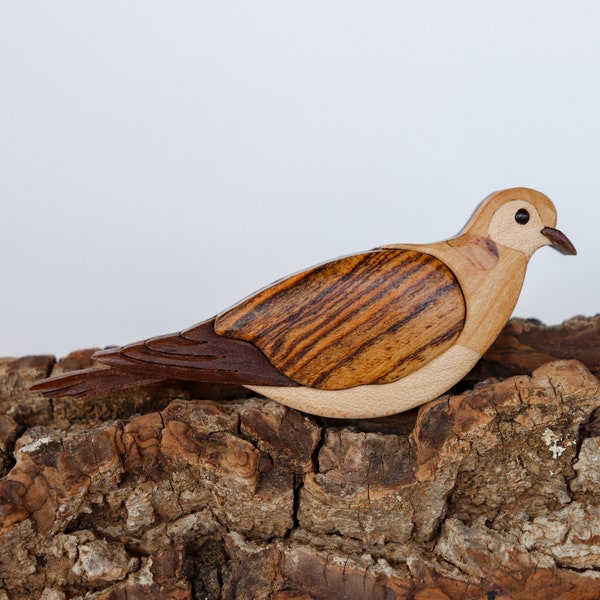 Turtledove bird wooden magnet / ornament, 12 days of Christmas, Intarsia wood carving, 2nd day Christmas