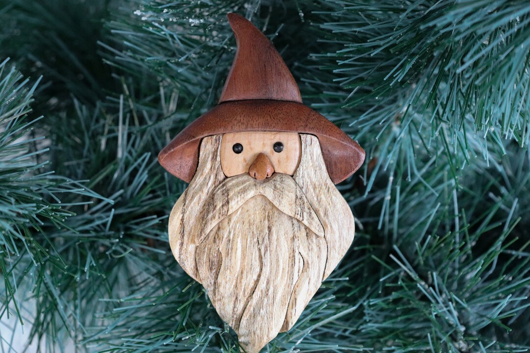 Wizard Wooden Magnet Ornament Intarsia Wood Carving Magician Decoration ...