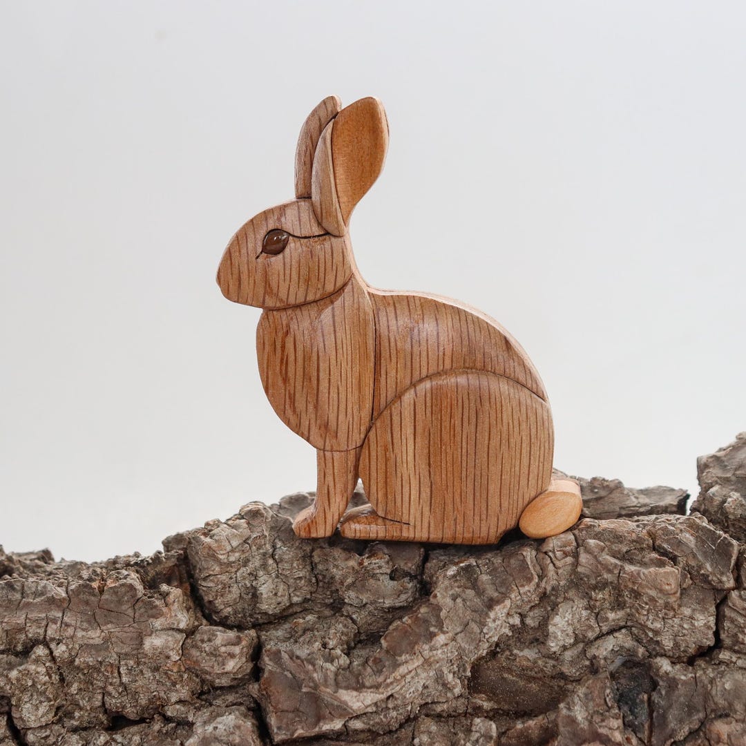 Wood Intarsia Rabbit Ornament: Forest Animal Carving - Etsy