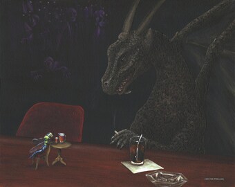 龍とトンボがバーに入る～オリジナル絵画