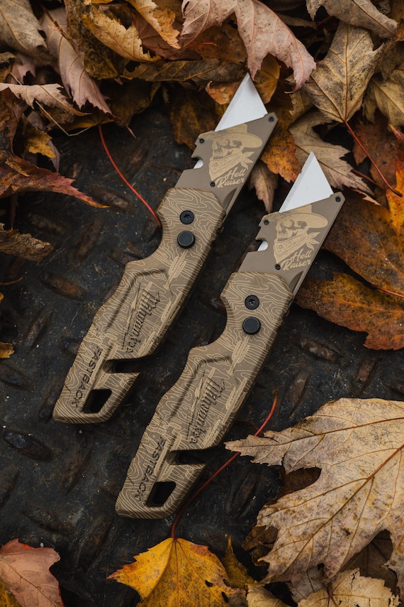 Wild West Milwaukee Fastback — FDE Cerakote & Topography EDC — Custom Utility Knife — Cowboy Gift for Him — Tactical Outdoor Knife