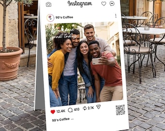 Custom Instagram Selfie Frame with QR Code – Social Media Sign for Business Promotion & Events - Sidewalk Sign for Shops