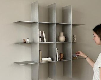 Geometric Metal Wall Shelf | Modern Floating Wall Shelf | Minimalist Steel Storage Shelf | Wall Mounted Organizer | Sculptural Home Decor