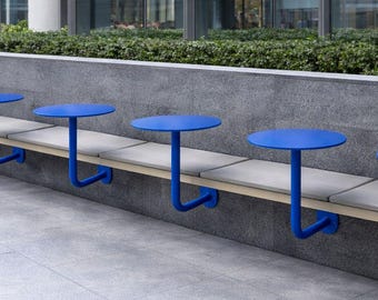 Space Saving Metal Wall Table | Wall Mounted Cafe Table | Foldable Bistro Table for Small Spaces | Blue Cafe Table | Minimalist Cafe Decor