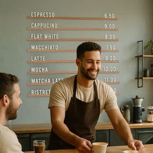 Wall Mounted Menu Rails, Menu Display, Restaurant Shop Board, Letter Board Wall Menu, Changeable Cafe Bar Menu Board, Coffee Shop Menu Sign