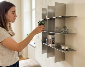 Geometric Metal Wall Shelf | Floating Steel Wall Shelf | Modern Display Shelf | Minimalist Wall Organizer | Handmade Home Decor