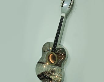 Illuminated Guitar Wall Art for Bars, Stainless Steel LED Guitar Decor, Luxury Music Wall Display, Night Club Wall Decor
