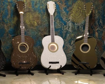 Statement Guitar Wall Art, LED Illuminated Metal Guitar Sculpture, Luxury Music Decor, Bar Wall Decor, Metal Guitar
