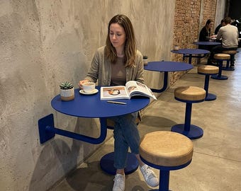 Aesthetic Cafe Seating Stool, Boutique Bistro Outdoor Furniture, Coffee Shop Decor, Minimal Modern Patio Stool