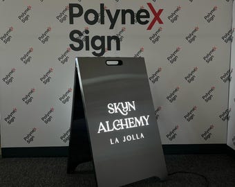 Custom Lighted A-Frame Metal Sidewalk Sign, Retail Storefront Display, Cafe Advertising Board