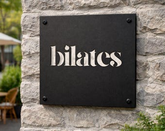 Custom Outdoor Metal Logo Sign – Steel Business Wall Sign, Laser Cut Branding Sign for Shops & Offices