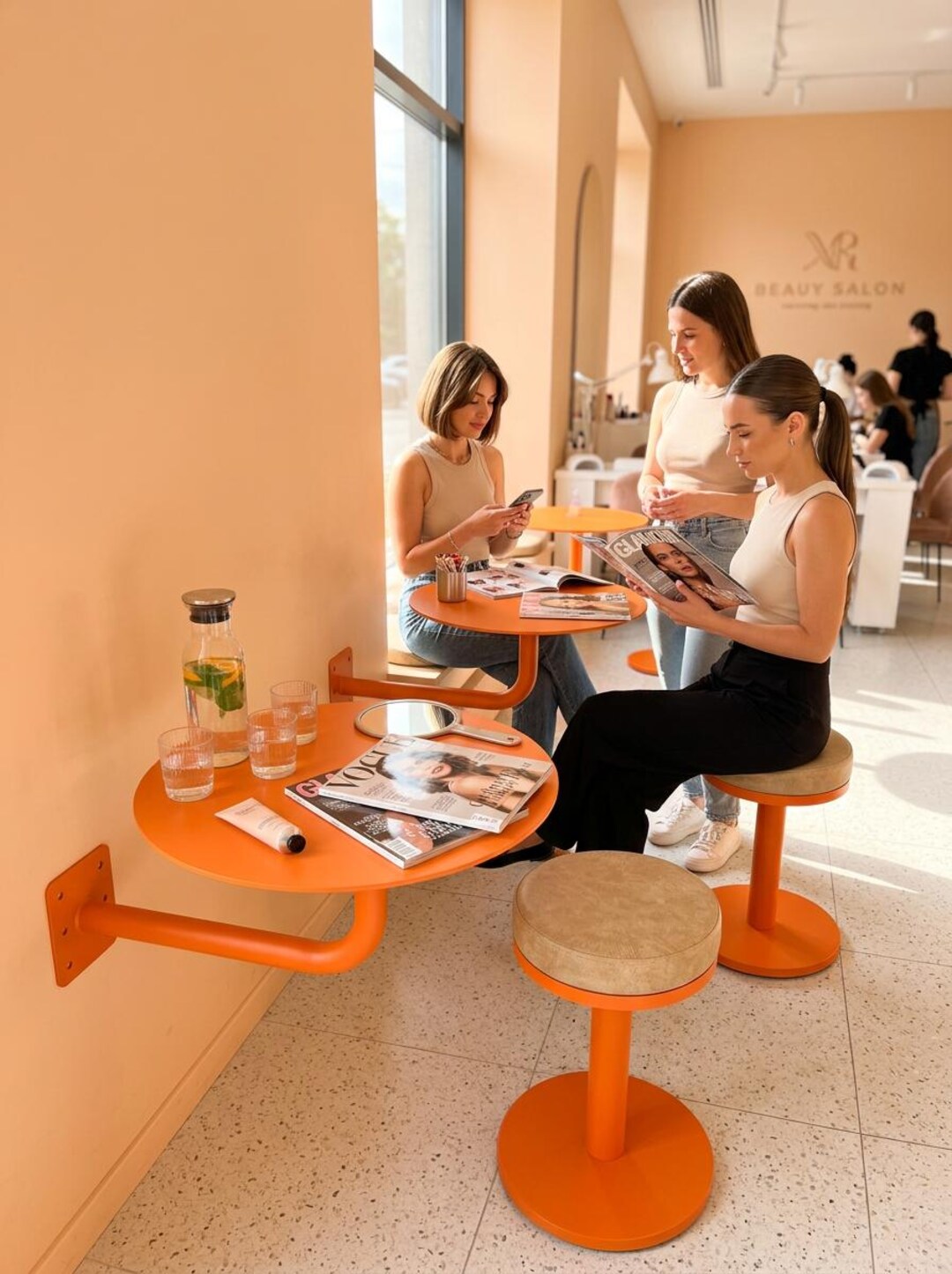 Modern Cafe Stool, Aesthetic Bistro Seating for Coffee Shops, Minimal ...