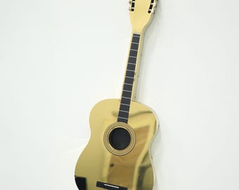Illuminated Metal Guitar Wall Art, Stainless Steel Mirror LED Guitar, Luxury Music Wall Sculpture, Luxury Wall Decor