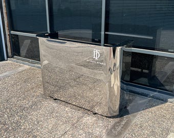 Mostrador de recepción de metal moderno, mostrador de oficina industrial personalizado, recepción hecha a medida para oficina, sala de exposiciones, vestíbulo, hotel - Muebles para vestíbulo