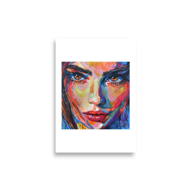 Nadine - Colorful Woman Face Art Print, Modern Abstract Portrait Poster ...