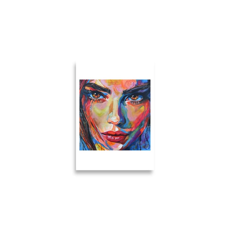Nadine - Colorful Woman Face Art Print, Modern Abstract Portrait Poster ...
