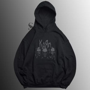 Korn Band Hoodie, Unisex Black Sweatshirt, Music Lover Gift, Alternative Style Hooded Sweater, Concert Merchandise