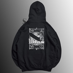 Led Zeppelin Graphic Hoodie Sweatshirt, Classic Rock Apparel, Unisex Pullover, Music Lover Gift, Concert Outfit, Vintage Style