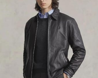 Vintage 90s Polo Ralph Lauren Cowhide Leather Biker Jacket: Buco