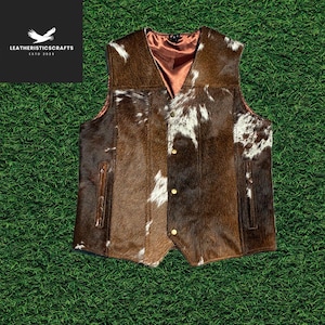 Handgefertigte Rindsleder-Lederweste: Western Cowboy Biker-Weste