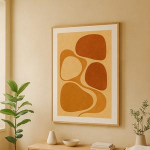 Boho Abstract Terracotta Wall Art – Minimalist Geometric Print, Earthy Tones, Modern Neutral Decor for Living Room or Bedroom