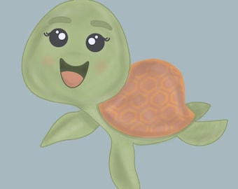 Ocean Animal Print – Sea Turtle Illustration | Coastal and Nursery Wall Decor