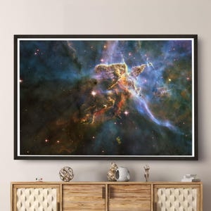 Mystic Mountain Nebula Space Galaxy Poster Fine Art Print on Luster Photo Paper - Hubble Telescope Photo - Framed