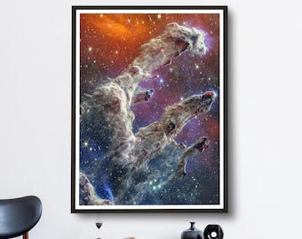 Skapelsens pelare Konsttryck: James Webb Telescope Luster fotopapper, inramat alternativ