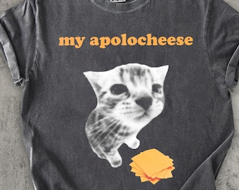 Camiseta engraçada com meme de gato, camiseta com piada de queijo do meu gatinho Apolocheese