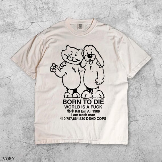 Funny Meme T-Shirt, Cursed Sad Cartoon Friends Born to Die Graphic Tee