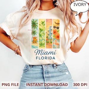 Miami Clipart Florida PNG, Tropical Summer Vibes, Retro Beach Graphics, Miami Png, Tshirt Design Png, Travel Lovers, Retro Png, Holiday Png