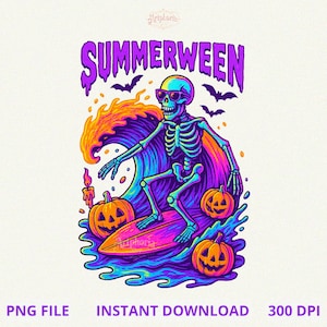 Summerween PNG, Summerween Vibes PNG, Funny Skeleton, Surf Halloween in Summer png, Trendy Sublimation Spooky, Creepy Png, Spooky Summer Png