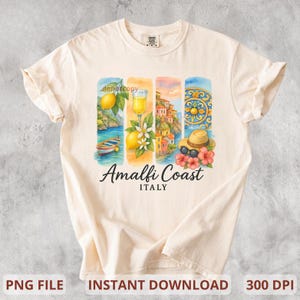 Amalfi Coast Italy PNG Shirt Sublimation Design, Digital Download PNG, Mediterranean, Tshirt Design Png, travel lovers, Limoncello Sicily