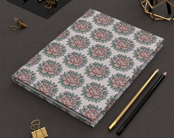 Carnet cartonné à motif pivoine rose vintage | Carnet fleuri