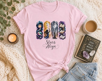 -shirt d'astrologie d'alignement d'étoiles | Zodiaque Lune Soleil Constellation Art