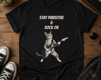 Restez indulgent et rock on T-shirt | Chemise chat jouant de la guitare