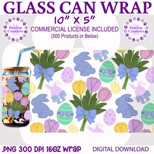 Easter Digital Download Printable Design Mason Jar Label Template Hand Drawn Bunny Spring Decoration Glass Container Wrap Tulip Pattern Blue