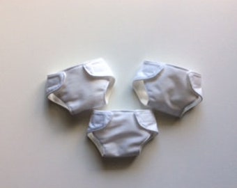 3 Reusable Cloth Waterproof Diapers for Potty Training Doll